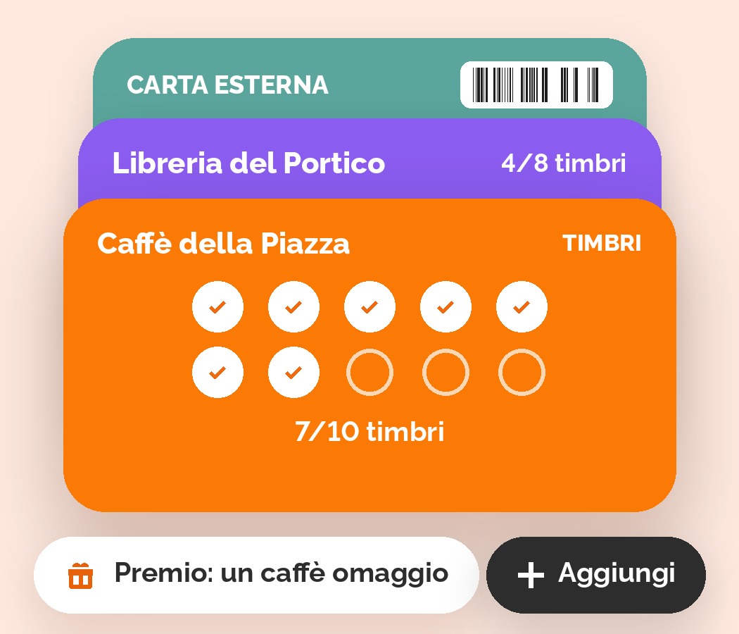 Tessere fedeltà nell’app Mio con timbri raccolti e premio in arrivo